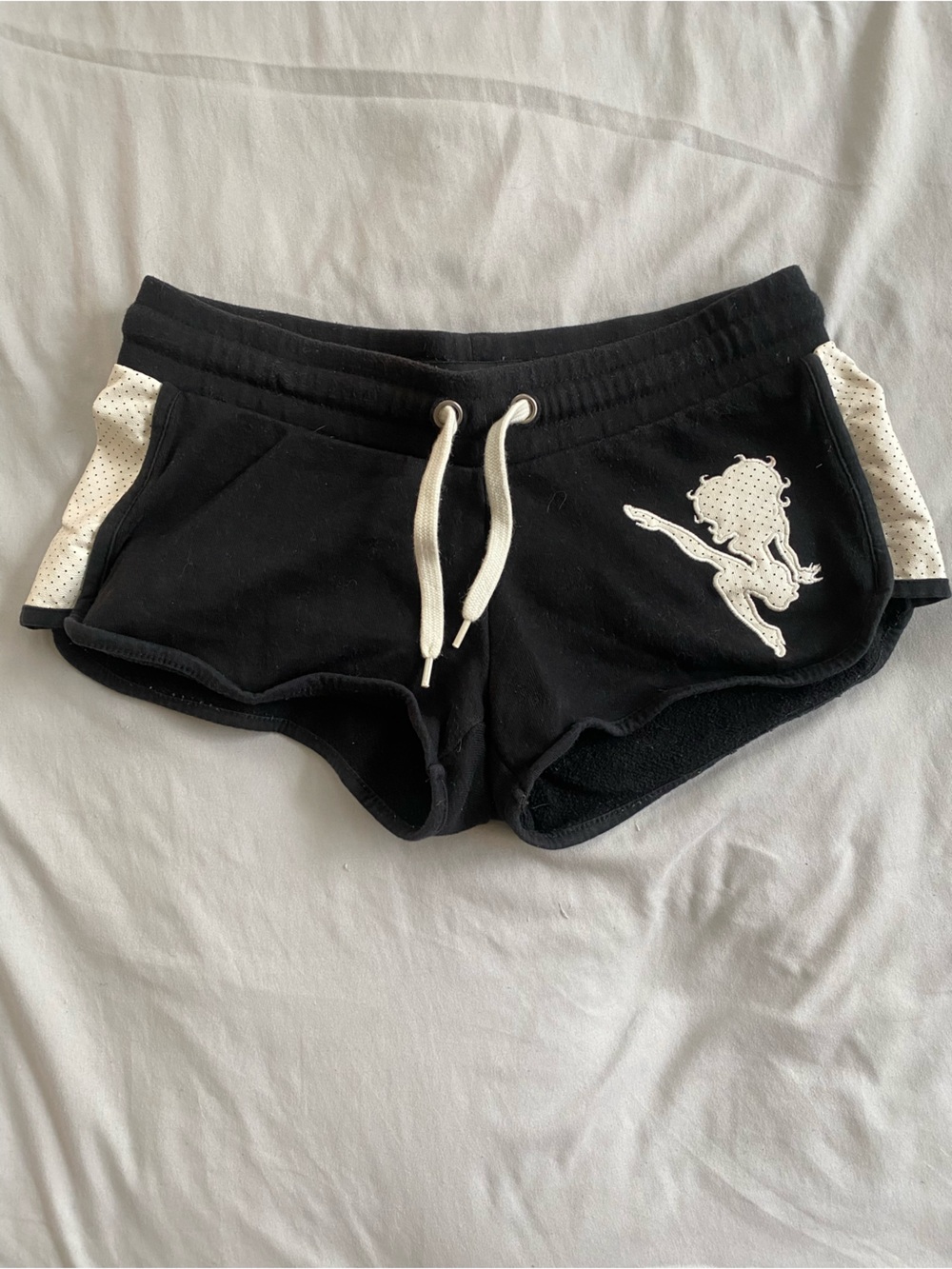 Universal Black Women's Betty Boop Shorts with White Drawstring and Side Panels